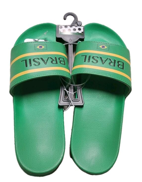 adidas Other - Original Brazil Soccer Slip On Sandals Size 10 Ground Up 🇧🇷 Men’s Sport Slides